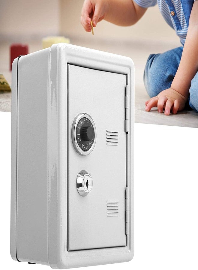 Delzon خزنة نقود ديلزون، خزانة مزودة بعجلة رمز محاكاة، صندوق نقود للأطفال بمفتاحين، صندوق تخزين لتبادل العملات، معدن (أبيض) - Image 1